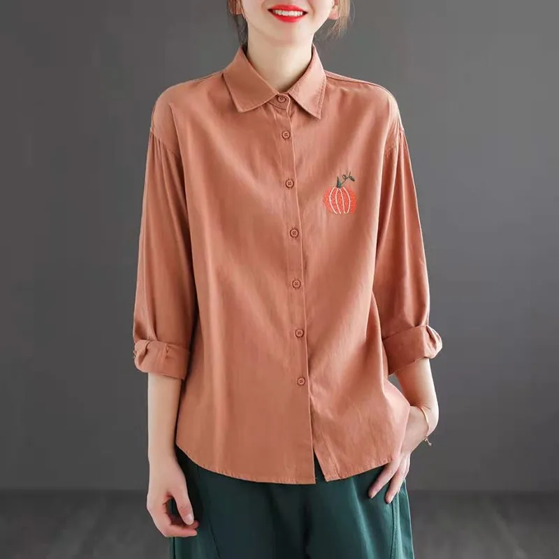 New Arrival Spring/autumn Women Casual Loose Long Sleeve Turn-down Collar Blouse Single Breasted Embroidery Cotton Shirt W22
New Arrival Spring/autumn Women Casual Loose Long Sleeve Turn-down Collar Blouse Single Breasted Embroidery Cotton Shirt W22