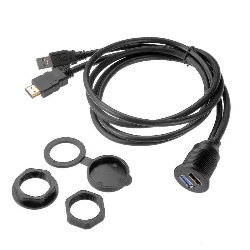 AABB-New USB 3.0 HDMI Extension Flush Dash Panel Mount Cable For Car Boat Motorcycle | Электроника