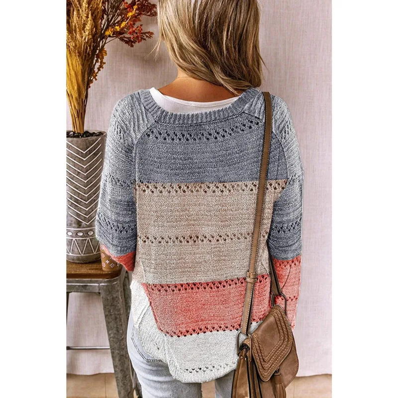 Fashion Women's Stripes Color Block Knitted Sweaters New Spring Autumn Button Loose Pullover Casual V Neck Sweatshirts
Fashion Women's Stripes Color Block Knitted Sweaters New Spring Autumn Button Loose Pullover Casual V Neck Sweatshirts