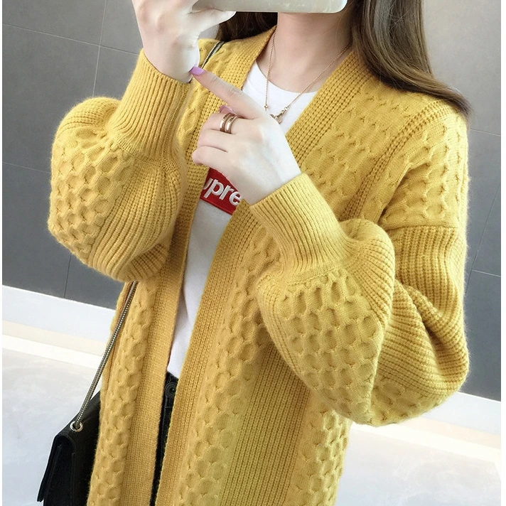 Hsa 2020 Women Long Sweater and Cardigans Lantern Sleeve Loose Knitte Coat Open Stitch Winter Cashmere Cardigans Female Coat
Hsa 2020 Women Long Sweater and Cardigans Lantern Sleeve Loose Knitte Coat Open Stitch Winter Cashmere Cardigans Female Coat