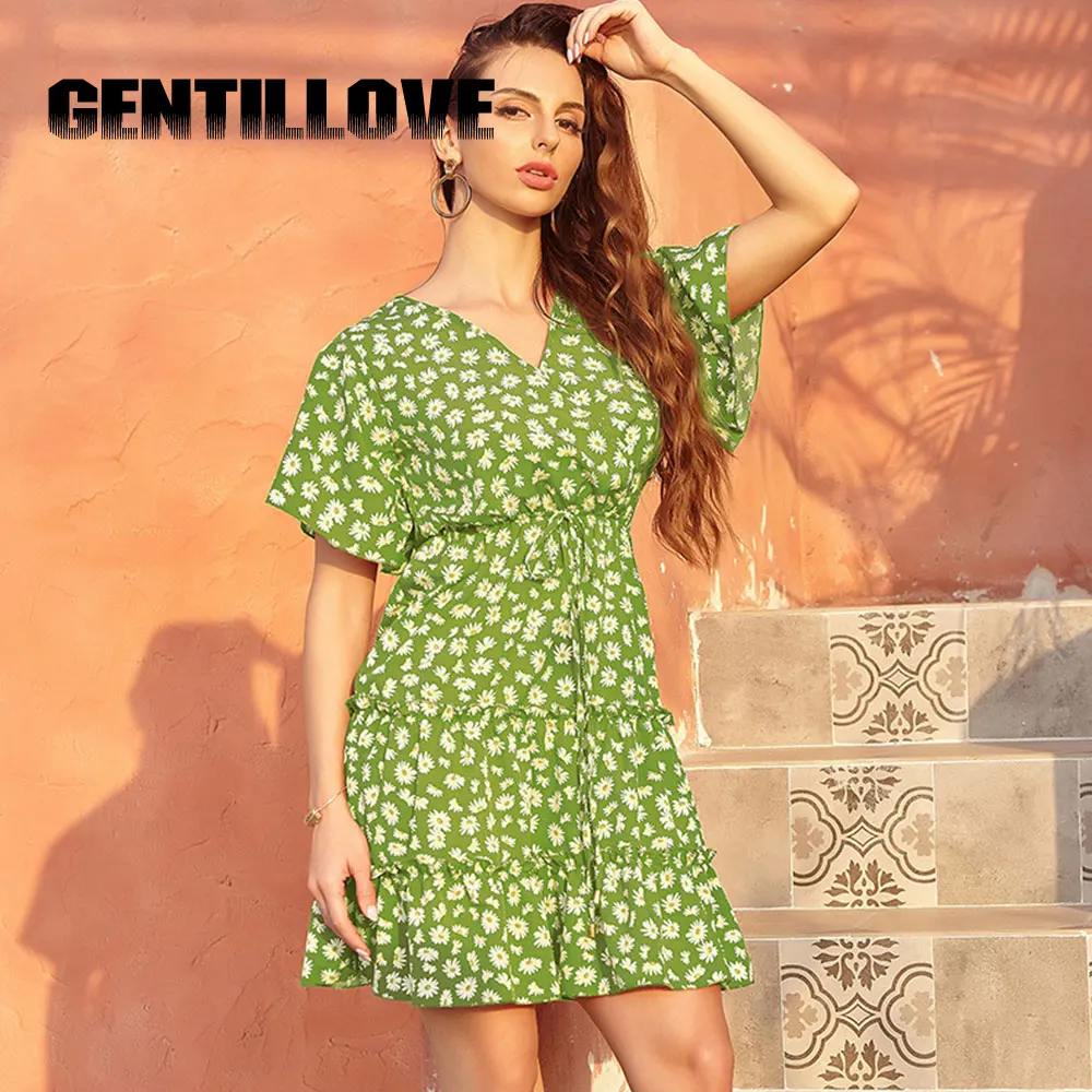 Gentillove Chiffon Printed Floral V-Neck Lace Up A-Line Women Summer Casual Short Sleeve Mini Dress French Elegant Loose Dresses
Gentillove Chiffon Printed Floral V-Neck Lace Up A-Line Women Summer Casual Short Sleeve Mini Dress French Elegant Loose Dresses
