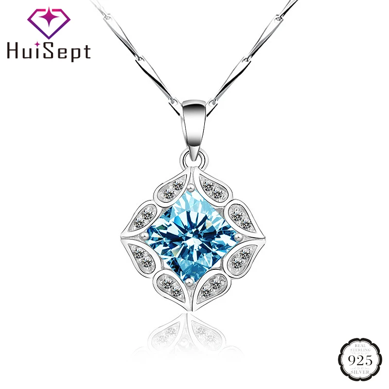 HuiSept Elegant 925 Silver Necklace Geometric Sapphire Zircon Gemstones Pendant Jewelry Accessories for Women Wedding Wholesale 
HuiSept Elegant 925 Silver Necklace Geometric Sapphire Zircon Gemstones Pendant Jewelry Accessories for Women Wedding Wholesale