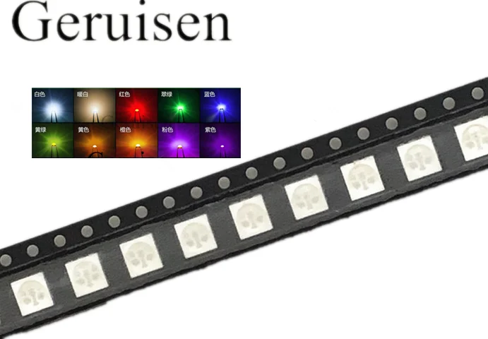 1000 шт. SMD 5050 красный/зеленый/синий/белый/желтый/теплый