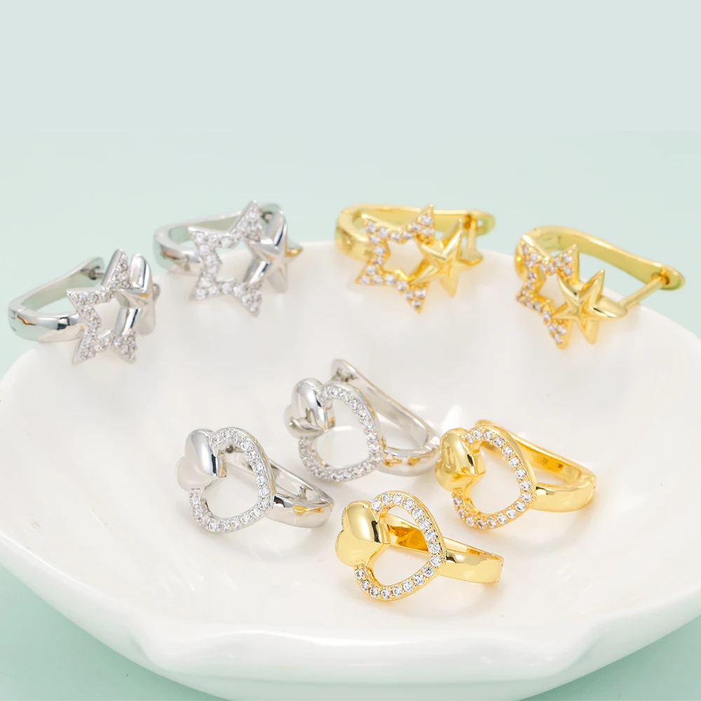 EYIKA Lovely Cubic Zirconia Stackable Hollow Star Heart Small Hoop Earrings for Women Girl Casual Minimalist Jewelry Accessories
EYIKA Lovely Cubic Zirconia Stackable Hollow Star Heart Small Hoop Earrings for Women Girl Casual Minimalist Jewelry Accessories