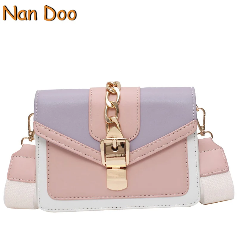 Fashion Chain Lady Sling Bag Panelled Color PU Leather Crossbody Bag For Women 2021 New Wide Strap Shoulder Messenger Bag Ladies
Fashion Chain Lady Sling Bag Panelled Color PU Leather Crossbody Bag For Women 2021 New Wide Strap Shoulder Messenger Bag Ladies