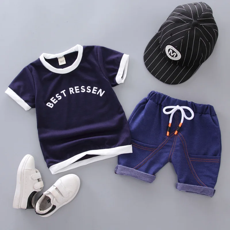 Baby Summer Short Sleeve Suit Boys and Girls Imitation Jeans Baby Children's Sports Two-piece Children's Wear Postage
Baby Summer Short Sleeve Suit Boys and Girls Imitation Jeans Baby Children's Sports Two-piece Children's Wear Postage