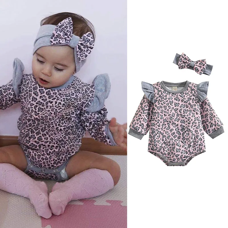2pcs Infant Baby Girls Sweet Rompers Headband Leopard Printed Fly Sleeve Button Jumpsuits 0-24M Kids Bodysuit
2pcs Infant Baby Girls Sweet Rompers Headband Leopard Printed Fly Sleeve Button Jumpsuits 0-24M Kids Bodysuit