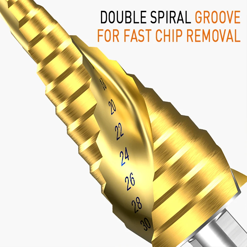 HSS Spiral Grooved Step Drill Bit 4-12/20/32mm Wood Set Carbide Mini Accessories Titanium Cone Drills for Metal | Инструменты