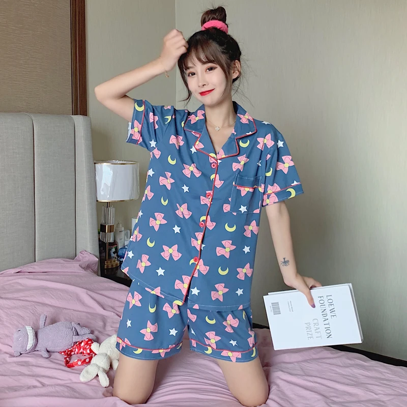 Seeslim Sailor Moon Print Pajama Set For Women Cotton Pyjama Short Sleeve Sleepwear For Summer Female Homewear Nightsuit Pj Set
Seeslim Sailor Moon Print Pajama Set For Women Cotton Pyjama Short Sleeve Sleepwear For Summer Female Homewear Nightsuit Pj Set