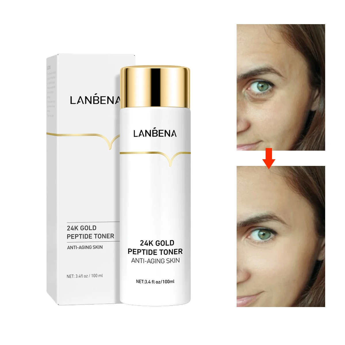 LANBENA 24k Gold Peptide Face Serum Anti Aging Anti-Wrinkle Moisturizing Toner Facial Hydration Oil Control Skin Care 100ml
LANBENA 24k Gold Peptide Face Serum Anti Aging Anti-Wrinkle Moisturizing Toner Facial Hydration Oil Control Skin Care 100ml
