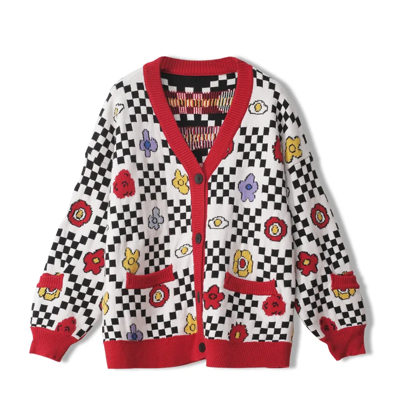 2020 Oversized Cardigan Women Winter Long Sleeve V Neck Knitted Sweater Jacquard Weave Plaid Clothes Designer Female Coat
2020 Oversized Cardigan Women Winter Long Sleeve V Neck Knitted Sweater Jacquard Weave Plaid Clothes Designer Female Coat
