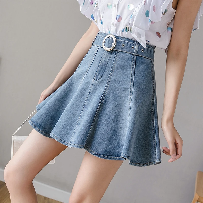 High Waist Strench Summer Short Jeans Skater Skirts Womens 2020 Preppy Style Vintage Denim Pleated Skirt Femme Saia Faldas
High Waist Strench Summer Short Jeans Skater Skirts Womens 2020 Preppy Style Vintage Denim Pleated Skirt Femme Saia Faldas