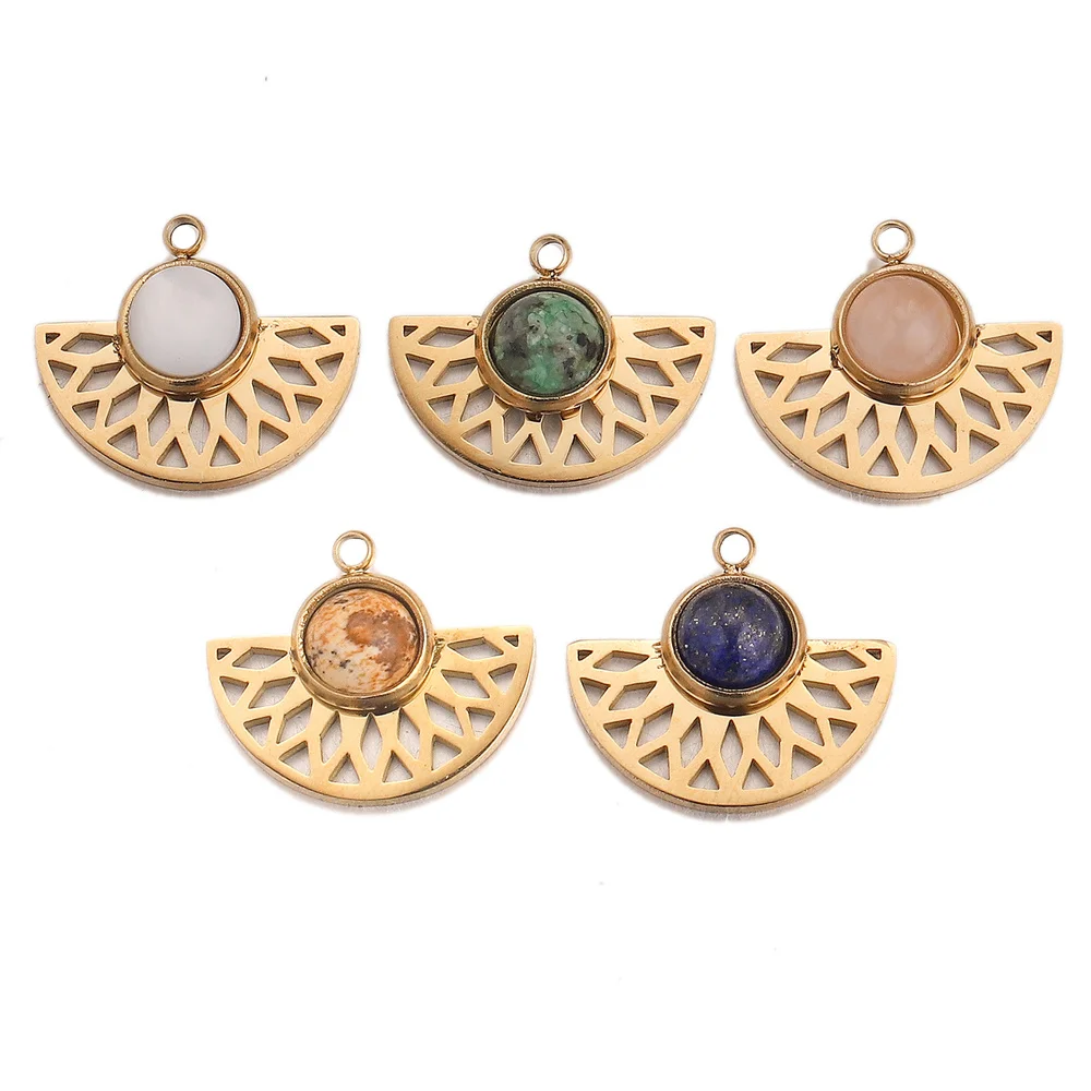 5pcs Natural Stone and Stainless Steel Bohemia Charm Pendants Gold Sector Charm for Dangle DIY Earring Necklace Making Wholesale
5pcs Natural Stone and Stainless Steel Bohemia Charm Pendants Gold Sector Charm for Dangle DIY Earring Necklace Making Wholesale