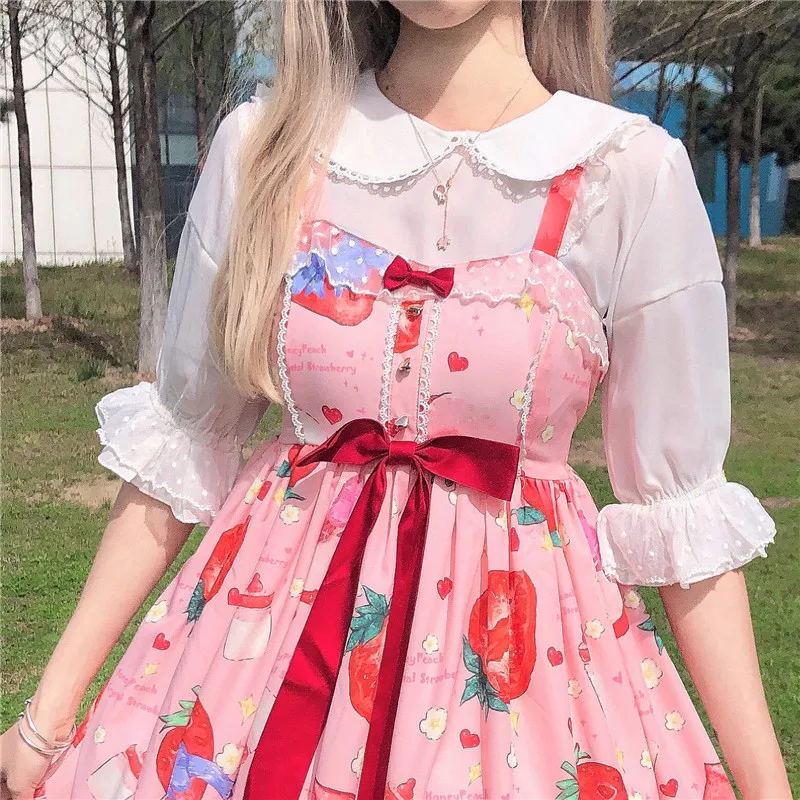 New Summer Cute Chiffon Shirt Women Japanese Lolita Short-sleeved Tops Female with Daily Sweet Peter Pan Collar Blouses
New Summer Cute Chiffon Shirt Women Japanese Lolita Short-sleeved Tops Female with Daily Sweet Peter Pan Collar Blouses
