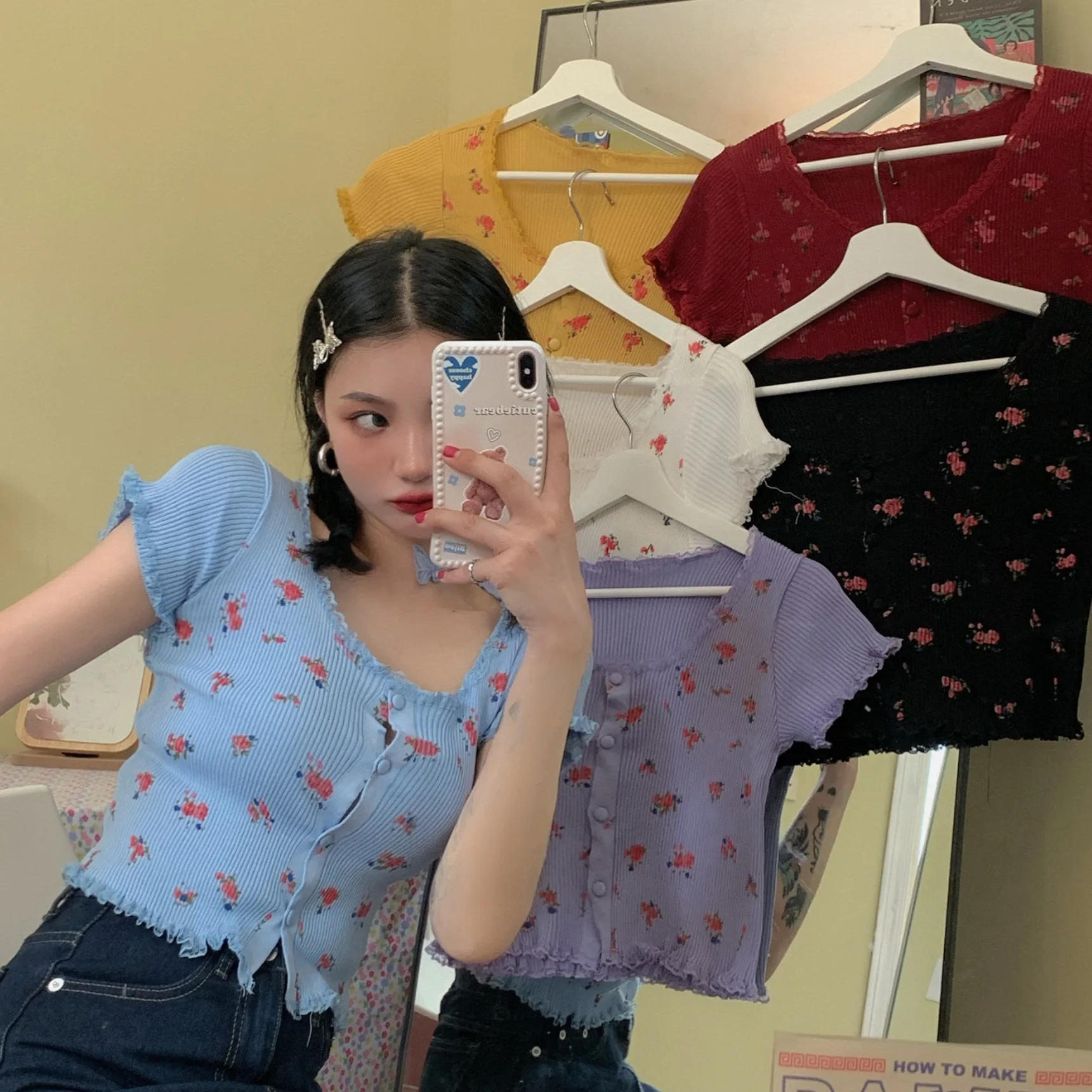 Y2k Knitted Cardigan Crop Top Sweater Woman Lace Flower Print 2021 Summer New Cropped Tanks Colorful Tee White Red Blue
Y2k Knitted Cardigan Crop Top Sweater Woman Lace Flower Print 2021 Summer New Cropped Tanks Colorful Tee White Red Blue