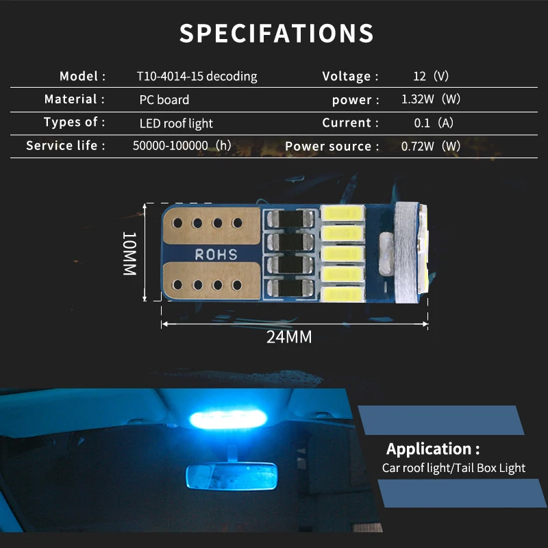 Can шина без ошибок T10 W5W 194 4014 15 SMD Автомобильная светодиодная Диодная лампа для