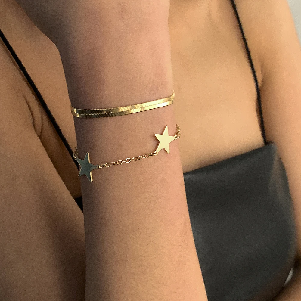 Charm Snake Chain Bracelet for Women Girls Fashion Gold Color Statement Star Bracelet On Hand Bohemian Trendy Jewelry Gift
Charm Snake Chain Bracelet for Women Girls Fashion Gold Color Statement Star Bracelet On Hand Bohemian Trendy Jewelry Gift