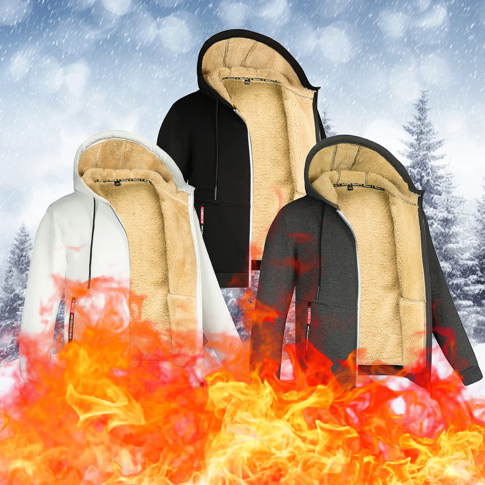 Men's Winter Casual Plush Solid Hooded Coat Long Sleeve Zipper Pocket Coat Winter Fashion New Fluffy Fleece Outerwear Куртки 
Men's Winter Casual Plush Solid Hooded Coat Long Sleeve Zipper Pocket Coat Winter Fashion New Fluffy Fleece Outerwear Куртки