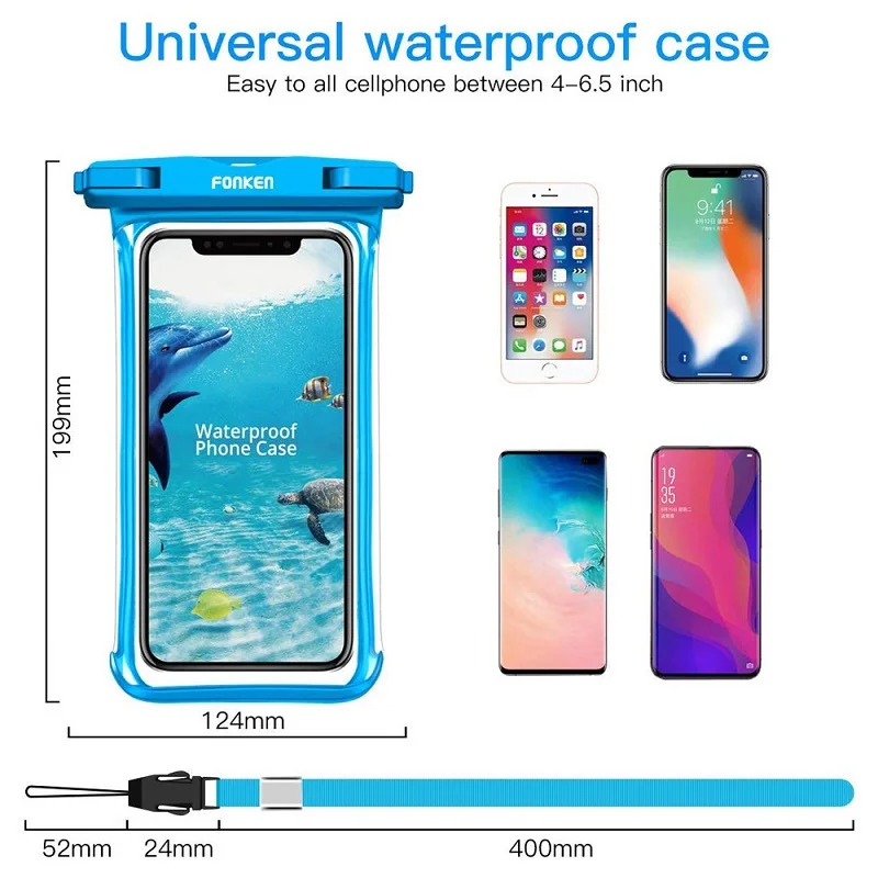 FONKEN Waterproof Phone Case For Iphone Samsung Xiaomi Swimming Dry Bag Underwater Case Water Proof Bag Mobile Phone Pouch Cover
FONKEN Waterproof Phone Case For Iphone Samsung Xiaomi Swimming Dry Bag Underwater Case Water Proof Bag Mobile Phone Pouch Cover