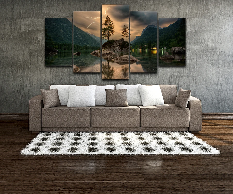 Mountain Lake Lightning Landscape 5 Piece Canvas Wall Arts Living Room Modern Abstract Painting Prints Bedroom HD Home Decor
Mountain Lake Lightning Landscape 5 Piece Canvas Wall Arts Living Room Modern Abstract Painting Prints Bedroom HD Home Decor
