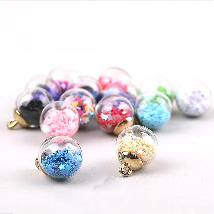 10pcs / pack 16mm colored glitter little star wishing bottle crystal glass ball pendant necklace hair rope earrings accessories
10pcs / pack 16mm colored glitter little star wishing bottle crystal glass ball pendant necklace hair rope earrings accessories
