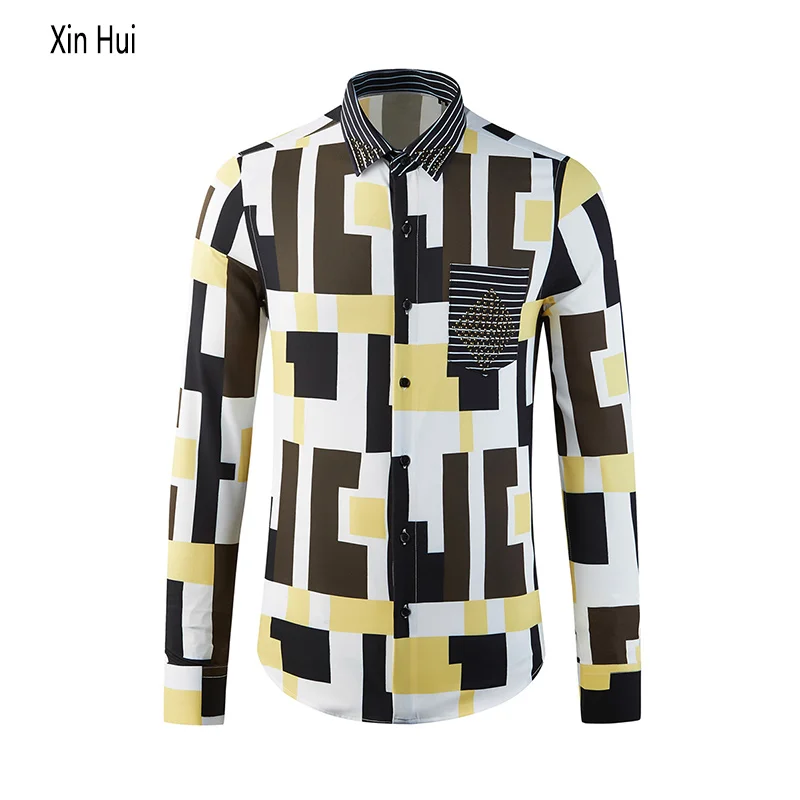 Men's shirt new style collar pocket decoration hot rhinestone printing long sleeve shirt casual fashion men's shirt high quality
Men's shirt new style collar pocket decoration hot rhinestone printing long sleeve shirt casual fashion men's shirt high quality