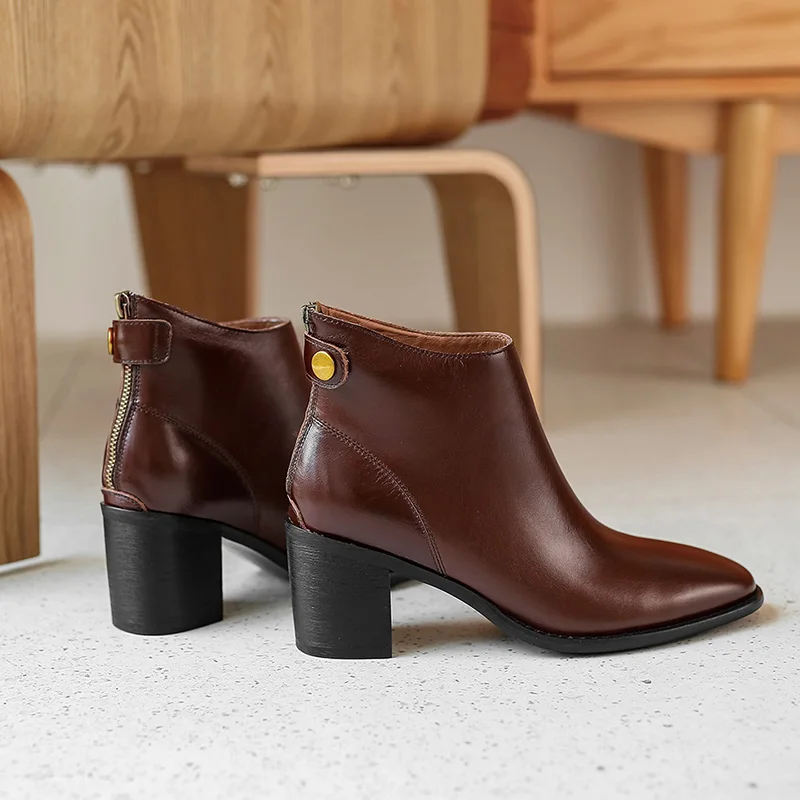 Genuine Cow Leather zipper platform high heel 2020 autumn new brown short boots womanRound toe platform ankle boots Women
Genuine Cow Leather zipper platform high heel 2020 autumn new brown short boots womanRound toe platform ankle boots Women