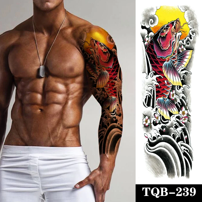Waterproof Temporary Tattoo Sticker Colorful Carp Wave Full Arm Large Size Sleeve Tatoo Fake Tatto Flash Tattoos for Men Women
Waterproof Temporary Tattoo Sticker Colorful Carp Wave Full Arm Large Size Sleeve Tatoo Fake Tatto Flash Tattoos for Men Women