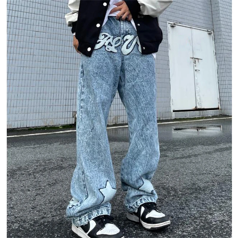 2022 Fashion Men Straight Jeans Blue Washed Embroidered Trousers Street Style Male Trendy Printed Jeans Big Size
2022 Fashion Men Straight Jeans Blue Washed Embroidered Trousers Street Style Male Trendy Printed Jeans Big Size