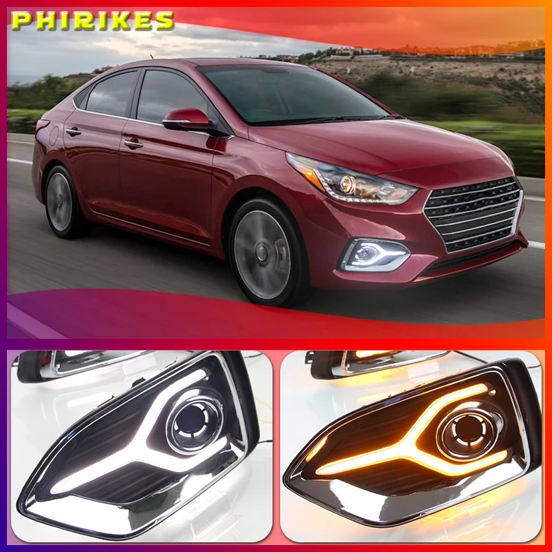 Дневные ходовые огни для Hyundai Solaris Accent 2017 2018 12 В Светодиодные Автомобильные