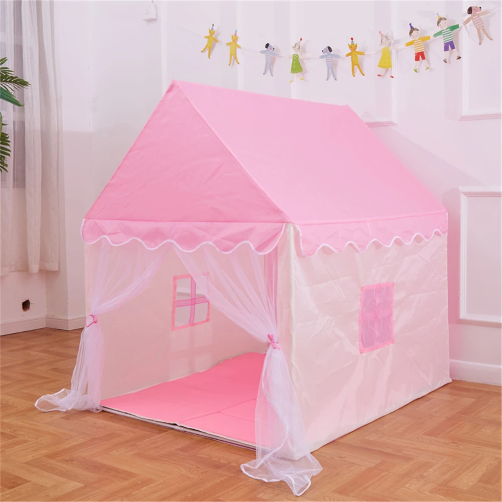 

1,25 м портативная детская палатка Wigwam складные детские палатки Tipi детский игровой домик для больших девочек розовый Замок принцессы Декор д...