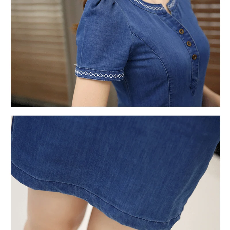 Denim Dress Spring Autumn New Women Mini Dress Slim Thin Package Hip Female Dress Fashion Embroidery Short Sleeve Dress
Denim Dress Spring Autumn New Women Mini Dress Slim Thin Package Hip Female Dress Fashion Embroidery Short Sleeve Dress