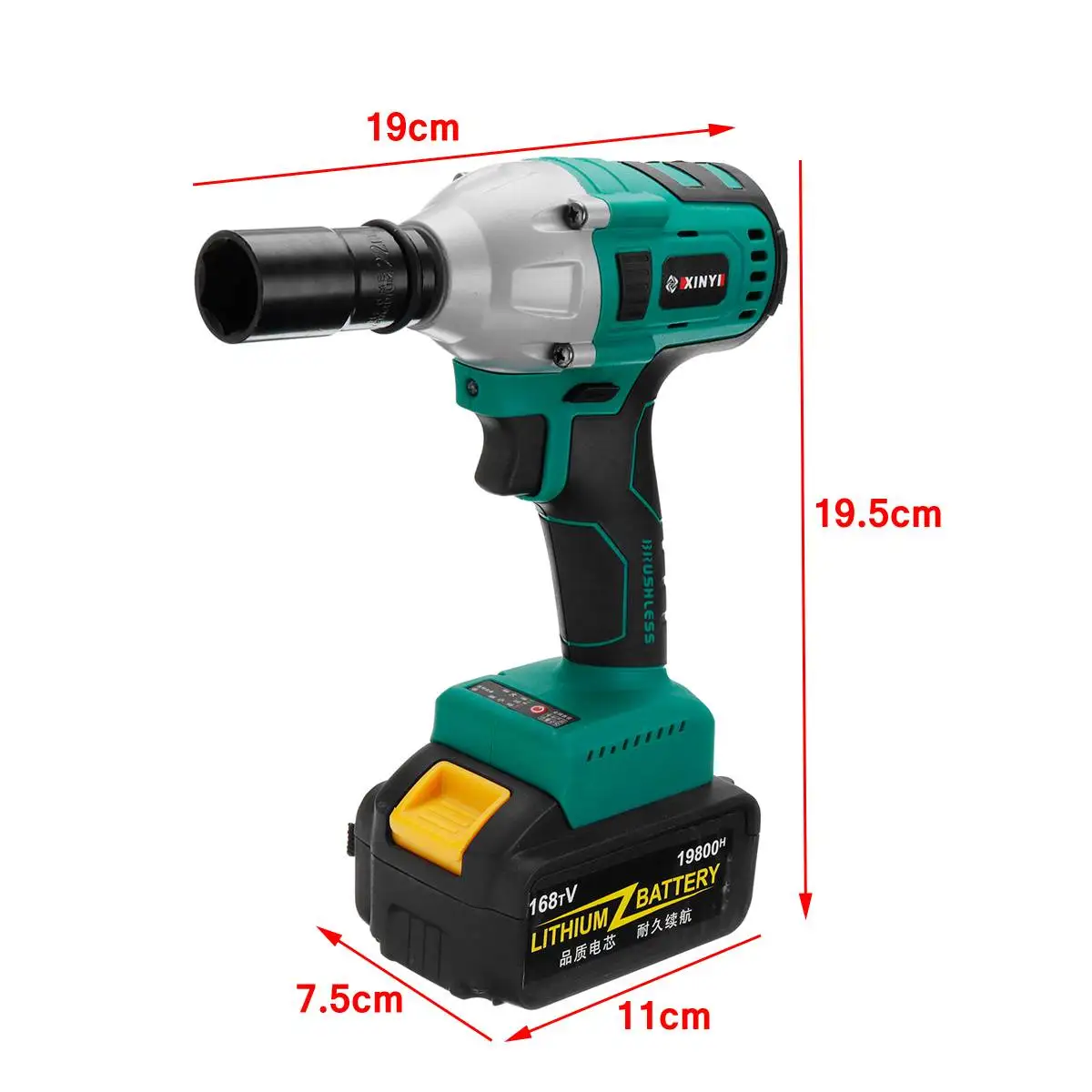 168TV 19800mAh Brushless Electric Impact Wrench Cordless Electric Wrench Rechargeable 350N.M. Power Tool with Led Light
168TV 19800mAh Brushless Electric Impact Wrench Cordless Electric Wrench Rechargeable 350N.M. Power Tool with Led Light
