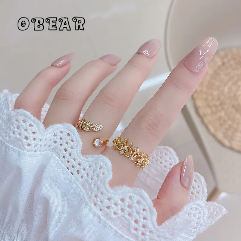 OBEAR 14k Real Gold Plated Japanese Crystal Crown Feather Adjustable Ring Women Sweet Romantic Travel Jewelry Accessories
OBEAR 14k Real Gold Plated Japanese Crystal Crown Feather Adjustable Ring Women Sweet Romantic Travel Jewelry Accessories