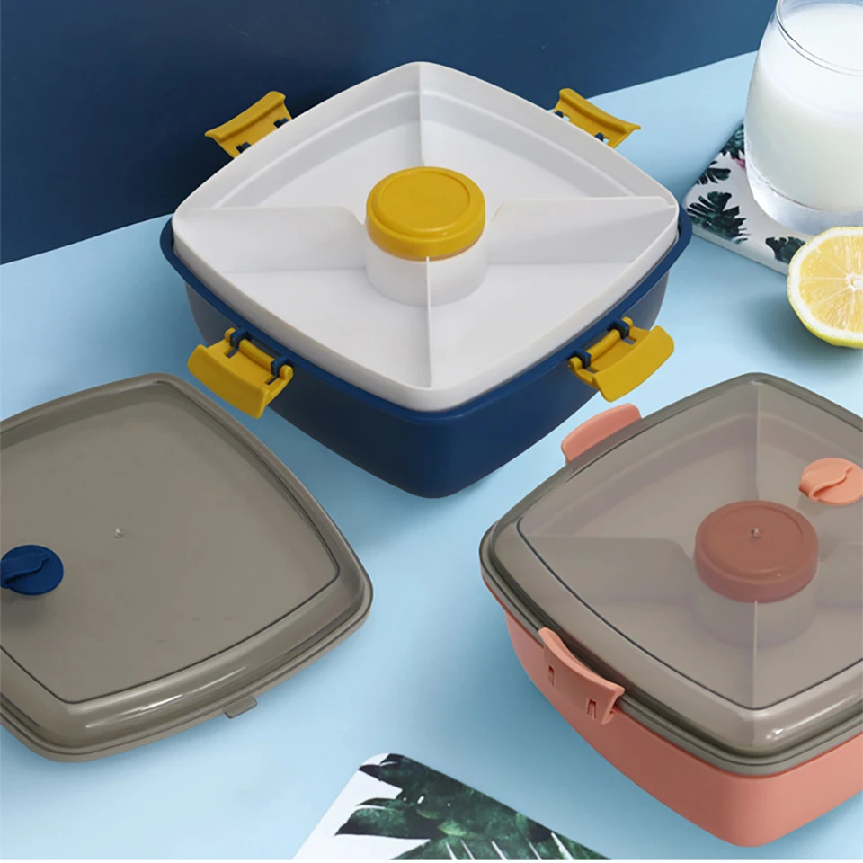 Контейнер для ланча со встроенной многоразовой ложкой-вилкой и салатной
Контейнер для ланча со встроенной многоразовой ложкой-вилкой и салатной