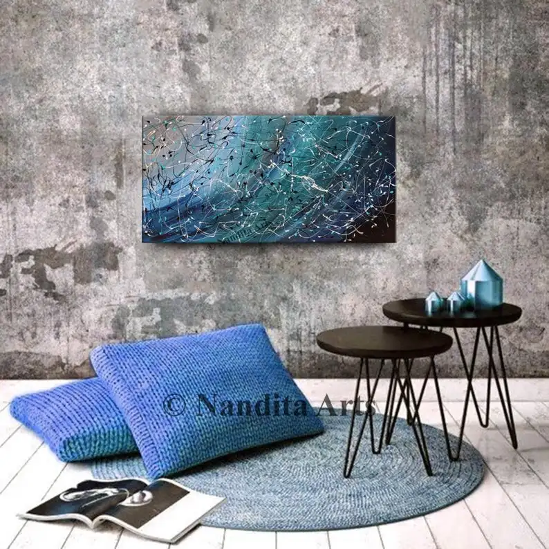 Teal blue acrylic art painting canvas artwork - Modern painting abstract oil canvas painting living room wall artabstract oil
Teal blue acrylic art painting canvas artwork - Modern painting abstract oil canvas painting living room wall artabstract oil