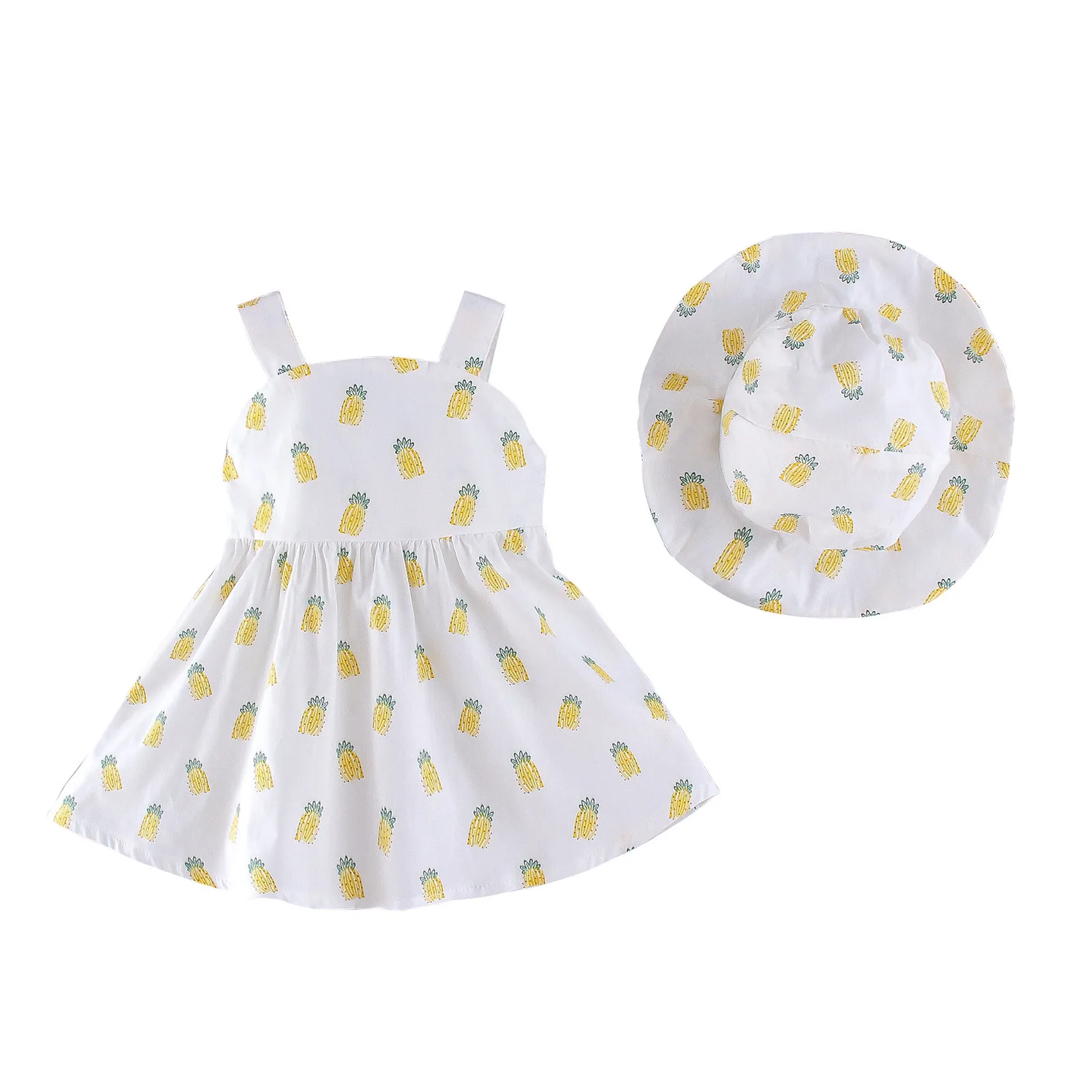 0-3Y Children's Korean Sleeveless Skirt Loli Dress Toddler Baby Girls Sleeveless Pineapple Print Dress Clothes+Bucket Hats Caps
0-3Y Children's Korean Sleeveless Skirt Loli Dress Toddler Baby Girls Sleeveless Pineapple Print Dress Clothes+Bucket Hats Caps