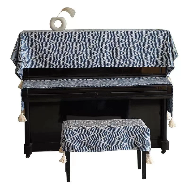 

plain color piano cover dustproof towel piano half cover keyboard bench cover