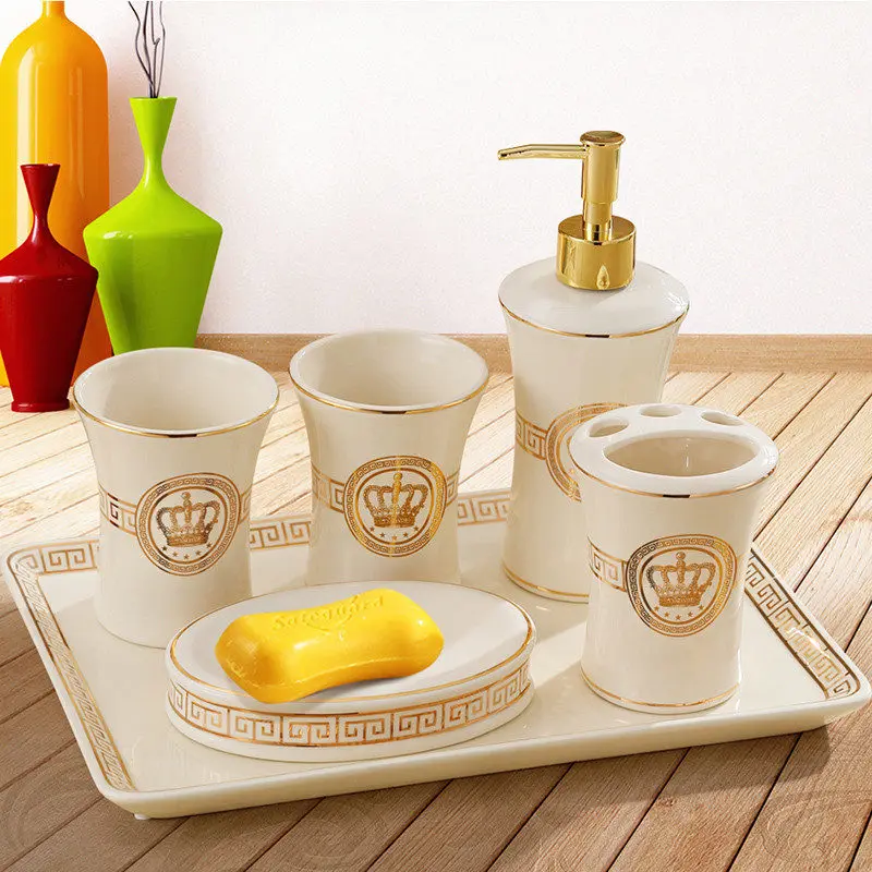 Bathroom Accessories Set Ceramic Soap Dispenser Toothbrush Holder Gargle Cups Soap Dish With Tray Wedding Gifts 5/6 Pieces Set
Bathroom Accessories Set Ceramic Soap Dispenser Toothbrush Holder Gargle Cups Soap Dish With Tray Wedding Gifts 5/6 Pieces Set