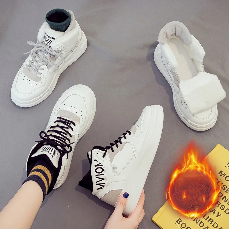 Autumn and winter plus velvet high-top sneakers women's shoes with plush fur warm women's shoes women's shoes with lacing women
Autumn and winter plus velvet high-top sneakers women's shoes with plush fur warm women's shoes women's shoes with lacing women