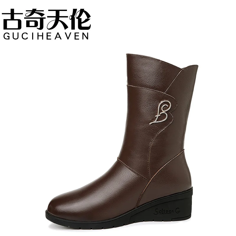 Round toe wedge mid-tube boots, side zipper, solid color women's boots, waterproof platform women's shoes
Round toe wedge mid-tube boots, side zipper, solid color women's boots, waterproof platform women's shoes