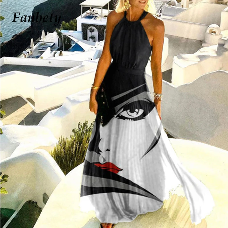 Women Sexy Off Shoulder Long Dress 2021 Summer Elegant Sleeveless Halter Party Dress Female Vintage Print Pleated Beach Dress
Women Sexy Off Shoulder Long Dress 2021 Summer Elegant Sleeveless Halter Party Dress Female Vintage Print Pleated Beach Dress