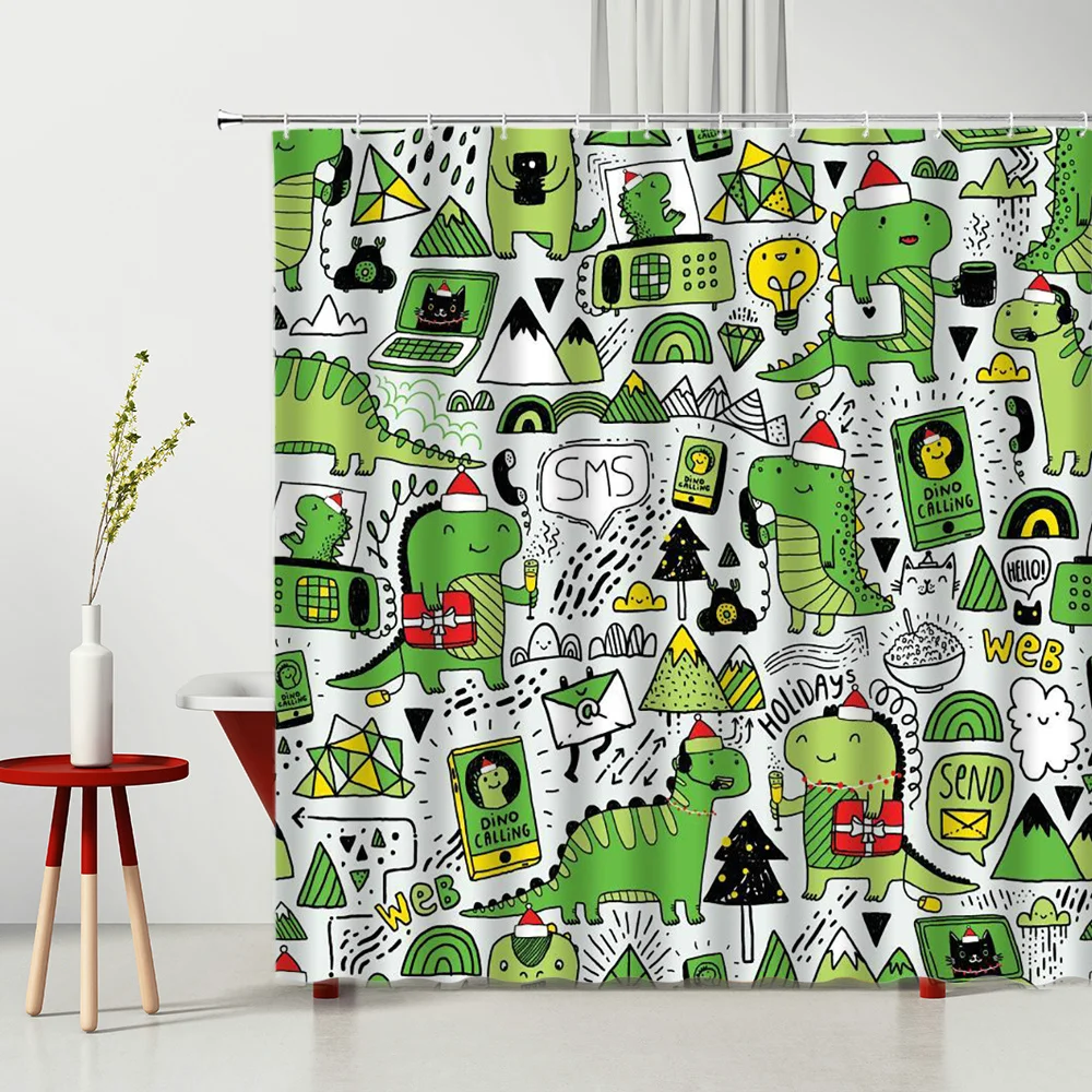 Cartoons Cat Shower Curtain Lovely Dinosaur Print Pattern Polyester Fabric Machine Washable Home Bath Hanging Curtain With Hook
Cartoons Cat Shower Curtain Lovely Dinosaur Print Pattern Polyester Fabric Machine Washable Home Bath Hanging Curtain With Hook