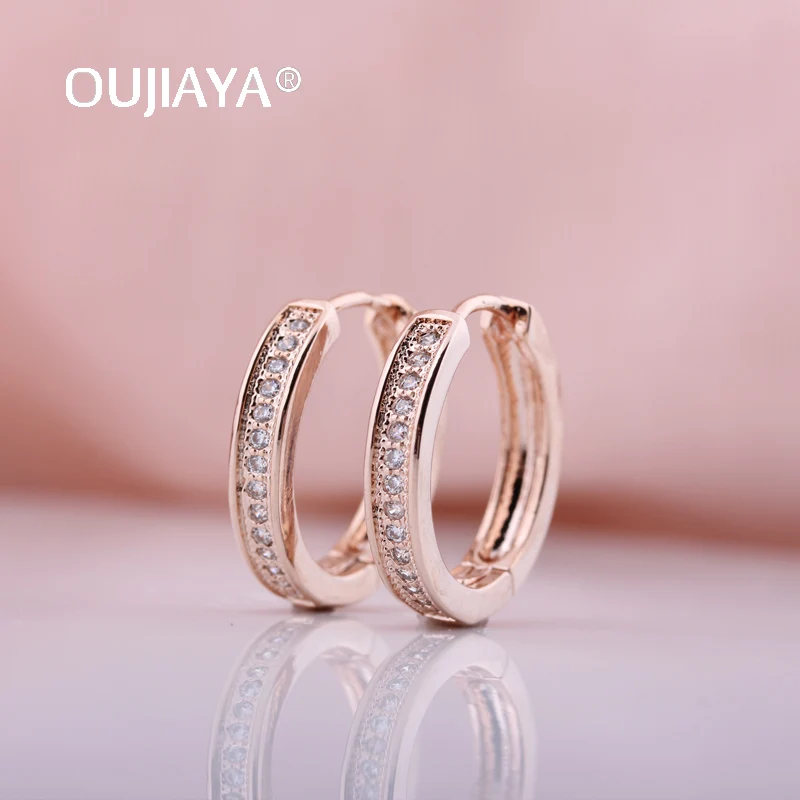 Роскошные серьги OUJIAYA из розового золота 585 пробы резные большие висюльки для