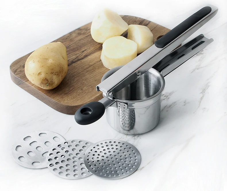 Stainless Steel Potato Ricer with 3 Interchangeable Fineness Discs Silicone Grip Handle kitchen tools
Stainless Steel Potato Ricer with 3 Interchangeable Fineness Discs Silicone Grip Handle kitchen tools