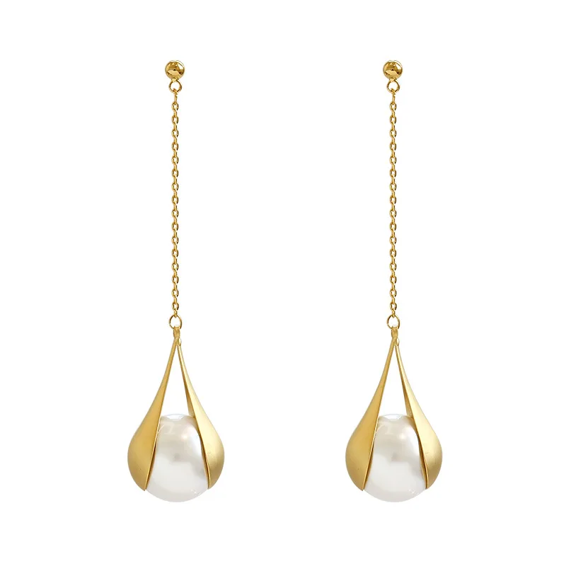 High-quality French temperament long tassel pearl earrings new fashion female earrings earrings earrings