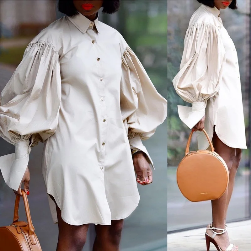 Women's Short Shirt Dress Lapel Puff Sleeve Party Elegant Mini Dress Fashion Casual Spring Dress Plus Size S-5XL
Women's Short Shirt Dress Lapel Puff Sleeve Party Elegant Mini Dress Fashion Casual Spring Dress Plus Size S-5XL