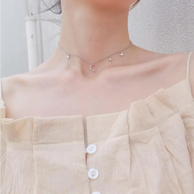 Exquisite Micro Zircon Moon Star Pendants Necklaces For Women Trend Short Clavicle Chain Jewelry SAN149 
Exquisite Micro Zircon Moon Star Pendants Necklaces For Women Trend Short Clavicle Chain Jewelry SAN149
