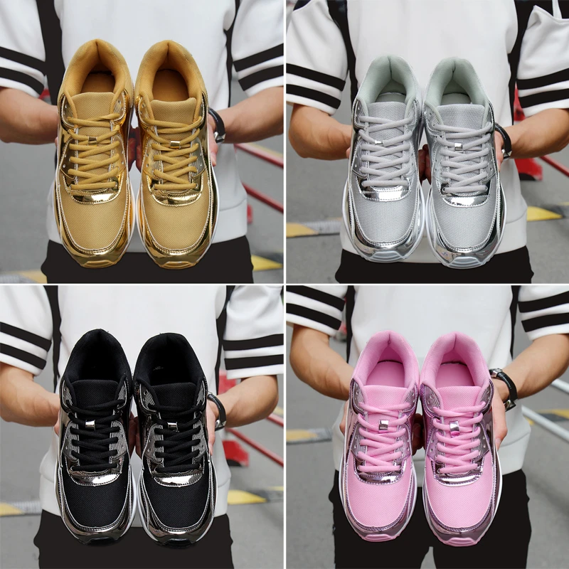 Women Walking Sneakers Tennis Shoes Air Cushion Gold Sports Shoes Female High Heels Lace-up Air Footwear Outdoor Thick Bottom
Women Walking Sneakers Tennis Shoes Air Cushion Gold Sports Shoes Female High Heels Lace-up Air Footwear Outdoor Thick Bottom