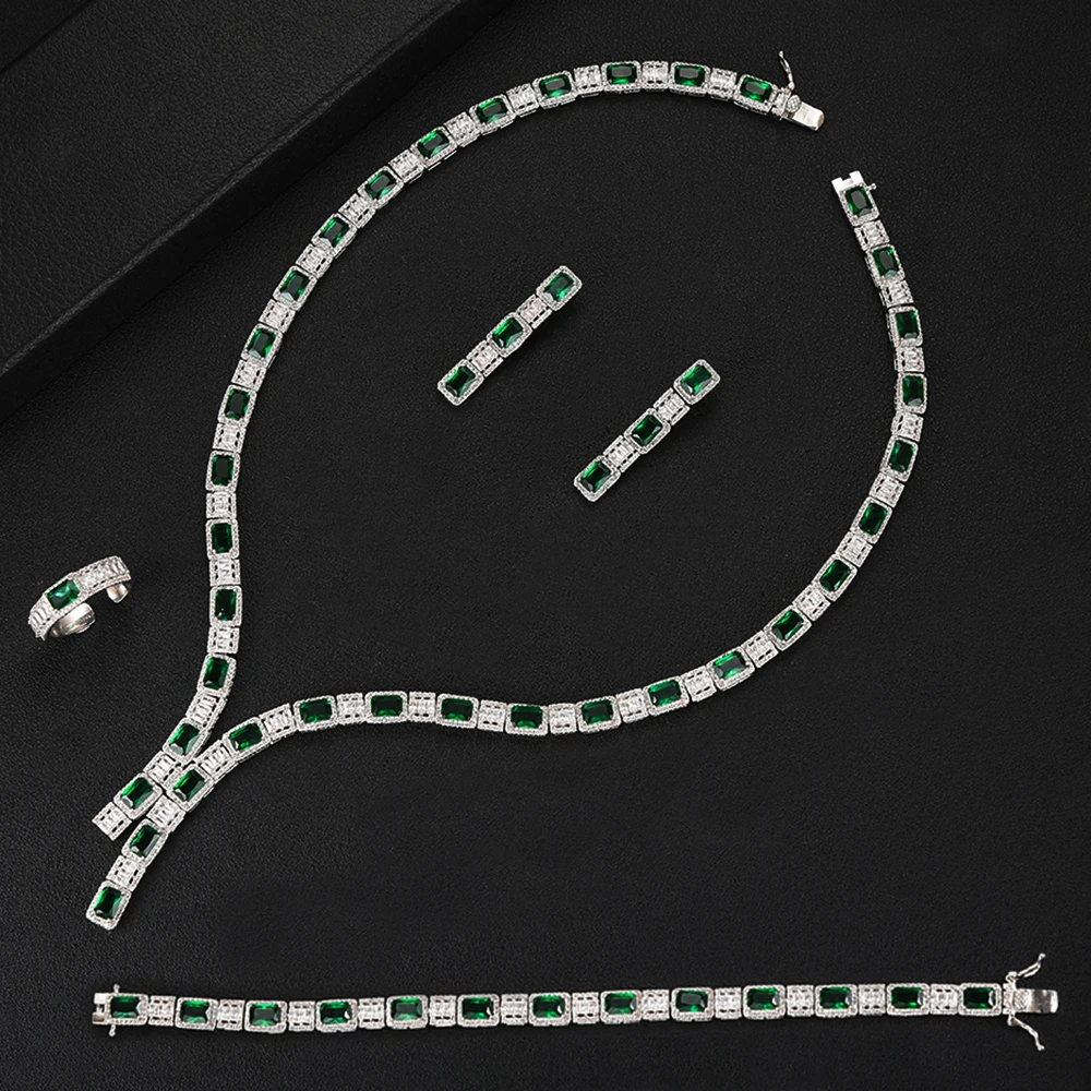 Blachette Brand Shiny Green Bangle Ring Earrings Necklace 4PCS for Women Romantic Bridal Wedding Engagement Banquet Jewelry Set
Blachette Brand Shiny Green Bangle Ring Earrings Necklace 4PCS for Women Romantic Bridal Wedding Engagement Banquet Jewelry Set